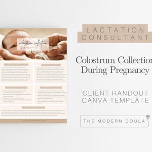 May include: A printable handout for lactation consultants titled "Colostrum Collection During Pregnancy". The handout features a photo of a baby receiving colostrum from a syringe and includes information about colostrum collection techniques and benefits.