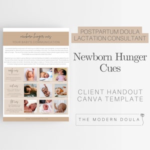 Postnatal Border Newborn Hunger Cues Handout, Editable Postpartum Doula Handout, IBCLC ...