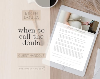 Cuándo llamar a la doula, folleto para la clienta de doula de parto, formularios de doula, formularios comerciales de doula, formularios de admisión de clientas de doula, documentación de doula
