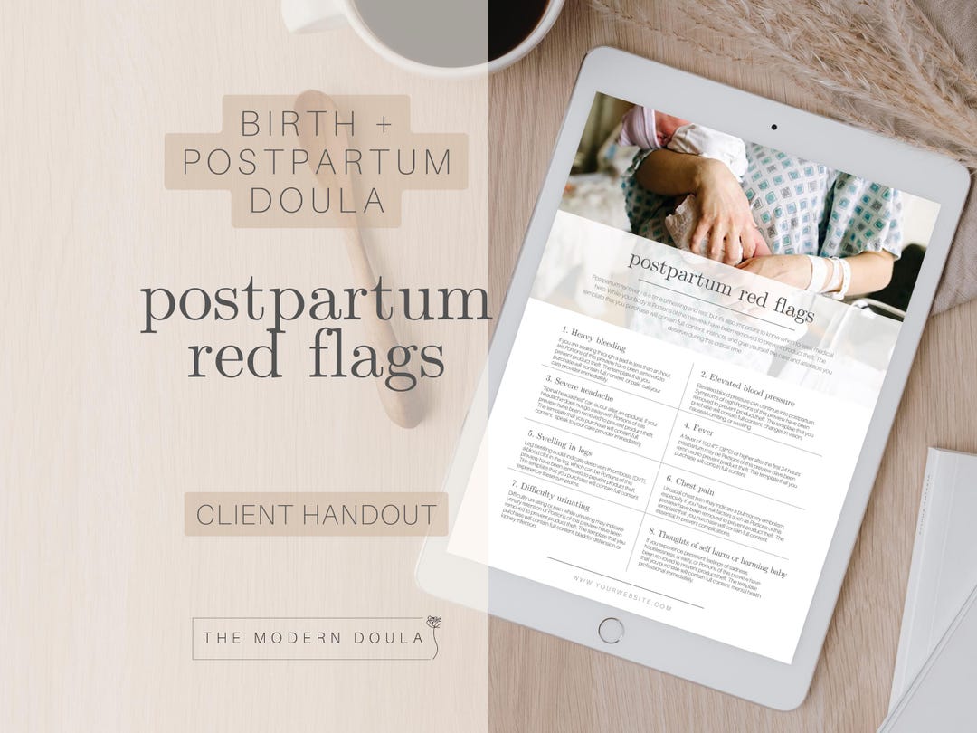 Postpartum Recovery Red Flags Handout, Doula Client Handout, Postpartum ...