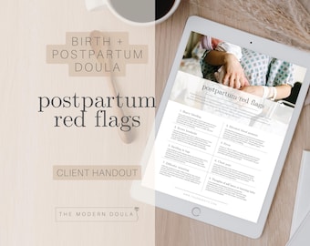 Postpartum Recovery Red Flags Handout, Doula Client Handout