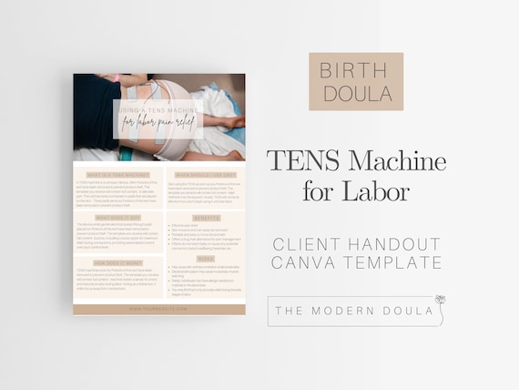 TENS Machine Handout, Doula Client Handout, Birth Doula Forms, Labor and Delivery Forms, Childbirth Education, Doula Business Canva Template