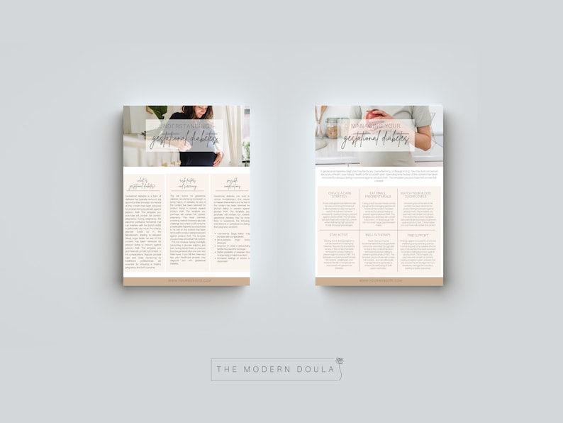 May include: Two-page printable guide with information about gestational diabetes. The first page features a pregnant woman and the text "Understanding Gestational Diabetes". The second page features a pregnant woman holding an apple and the text "Manage Your Gestational Diabetes".