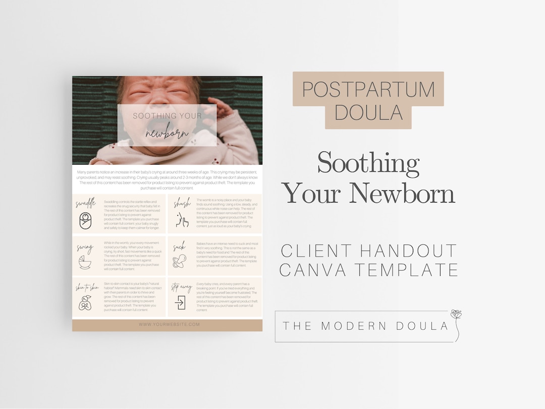 Newborn Soothing Doula Handout, Newborn Care Tips, Postpartum Doula ...