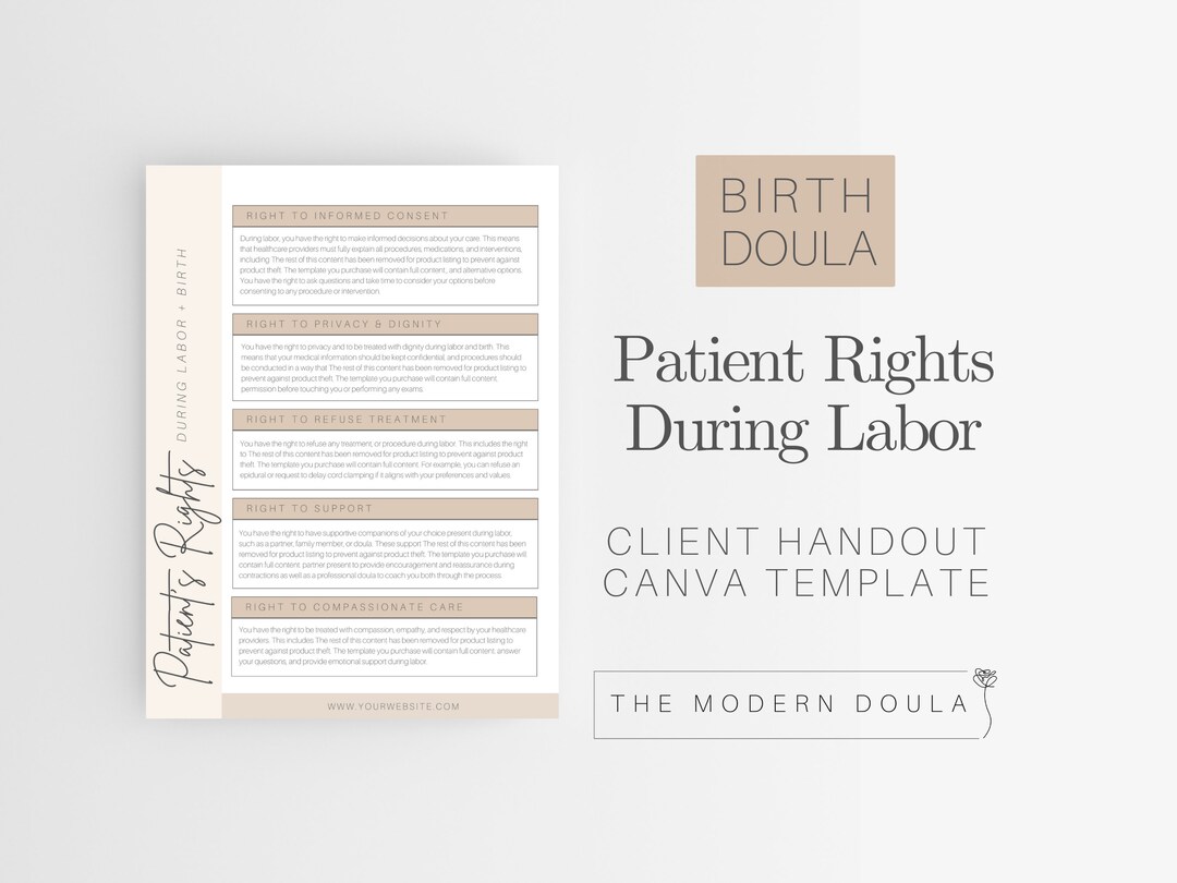 Printable Client Rights Patient's Rights During Labor Client Handout, Birth Doula Client Files ...