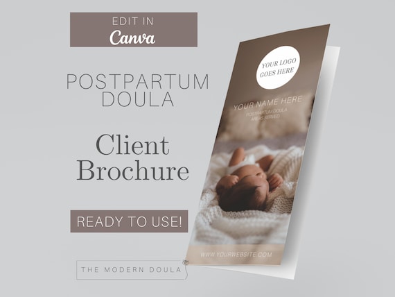 Postpartum Doula Brochure, Doula Brochure Template, Doula business materials, Editable Doula Template, Doula Advertising