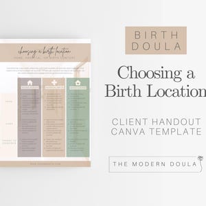 Birth Location Handout: Doula Client Resource, Editable Canva Template (Digital Download)