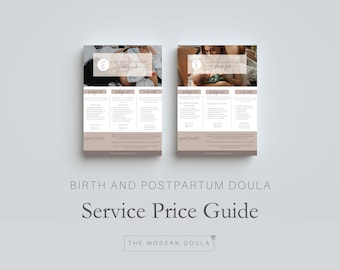 Birth and Postpartum Doula Editable Price Guide Template, Client Onboarding Paperwork, Doula Welcome Package, Doula Handouts