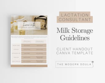 Milk Storage Guidelines Handout, Breastfeeding Education, Postpartum Doula Handout, Doula Client Form, Lactation Consultant Handout, IBCLC