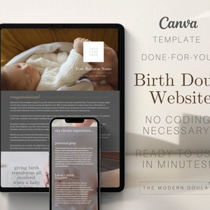 Birth Doula Website Template, Doula Website, Web Template for Birthworkers, Editable Doula Website, Doula Social Media, Doula Webpage