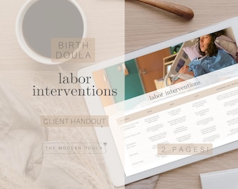 Dispensa per la doula sugli interventi durante il travaglio, Dispensa per la cliente della doula, Corsi di preparazione al parto, Piano del parto, Attività di doula, Moduli per la cliente della doula