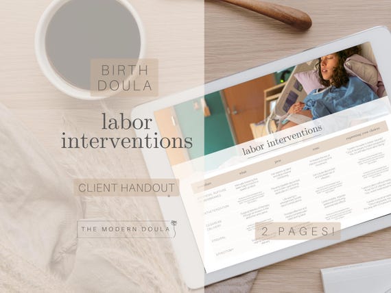 Labor Interventions Doula Handout, Birth Doula Client Handout, Childbirth Education, Birth Plan, Birth Doula Business, Doula Client Forms