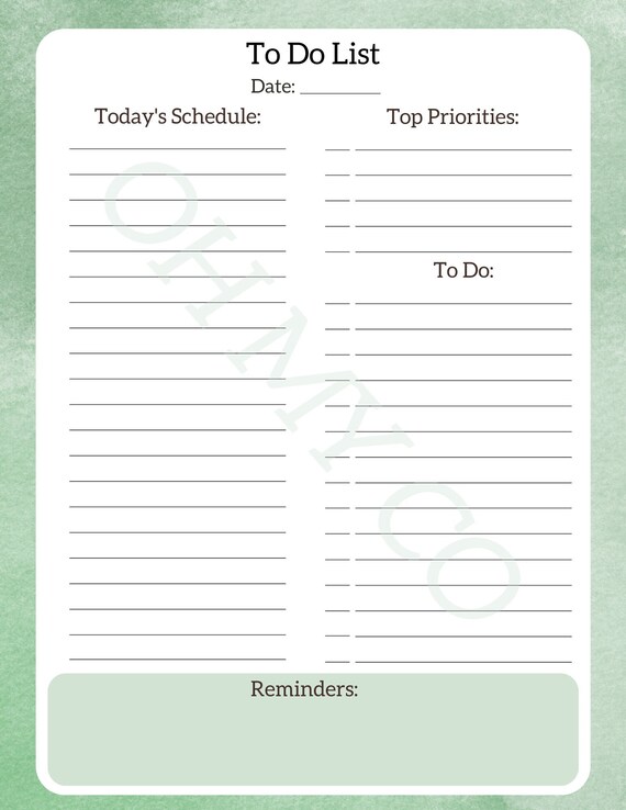 Daily to Do List Digital Template - Etsy