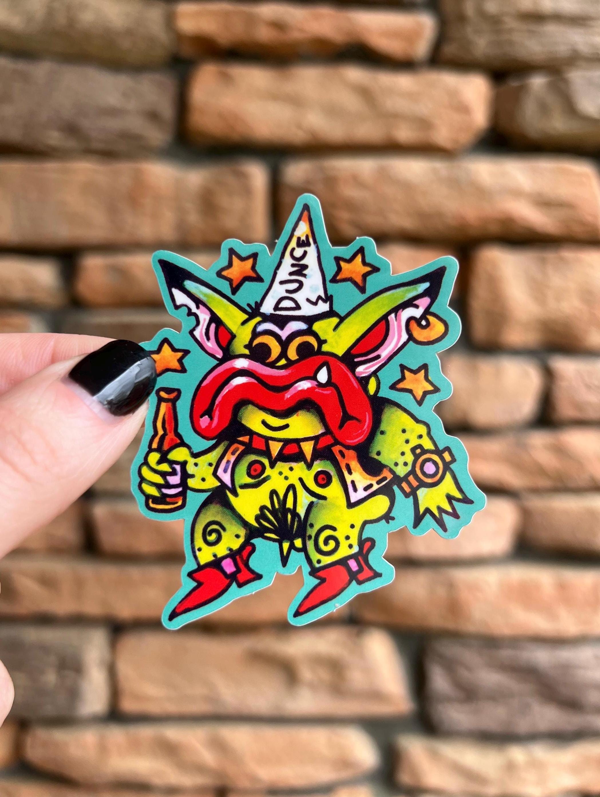 Dunce Sticker Goblin Dunce Funny Original Art Vinyl Sticker - Etsy