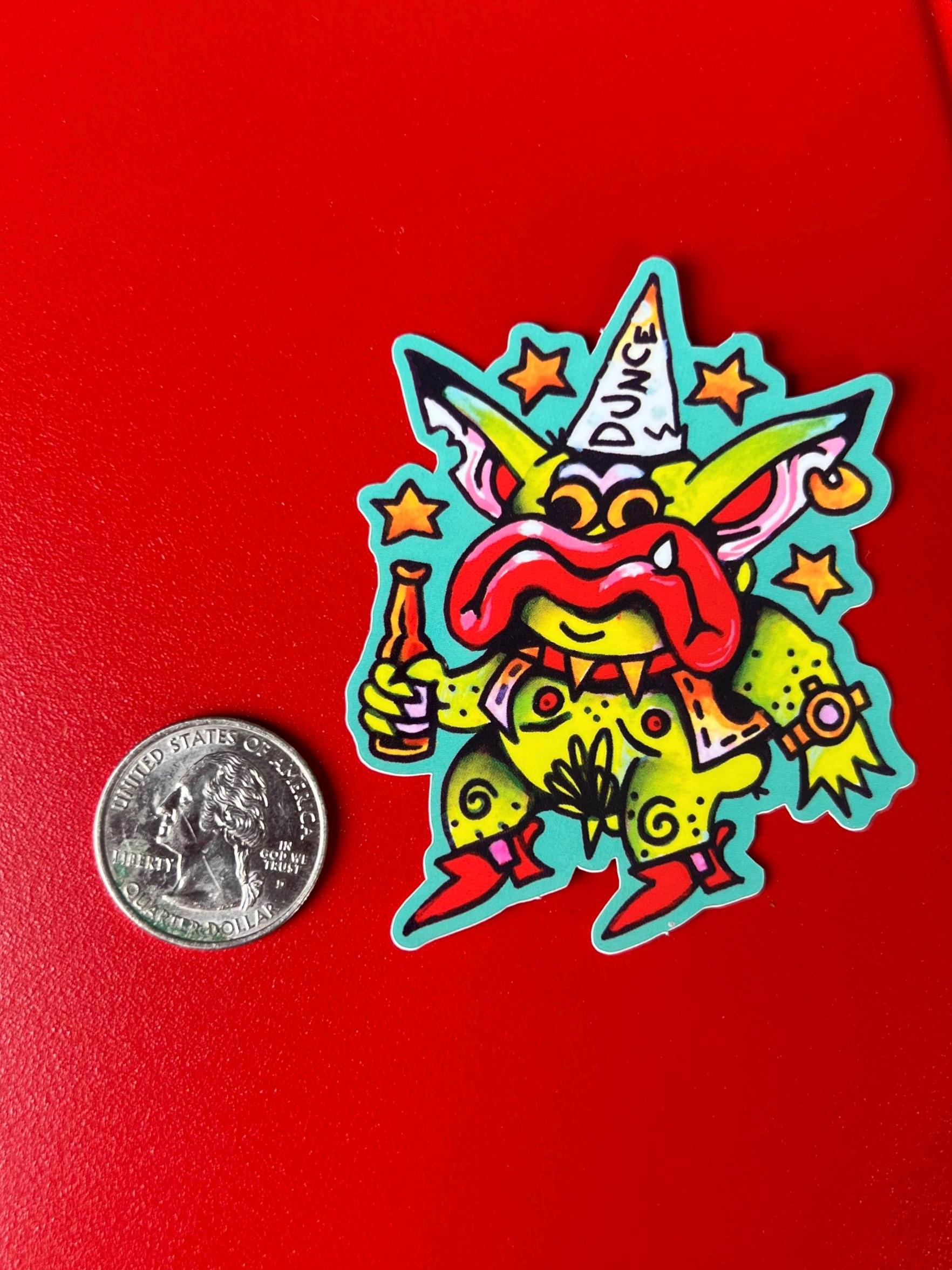 Dunce Sticker Goblin Dunce Funny Original Art Vinyl Sticker - Etsy
