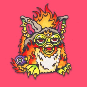 Freaky Fun Flamin’ Furb on Fire Sticker