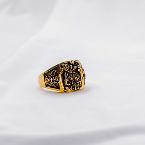 signet ring seal templar celtic vintage knight steel handmade Archangel - JU48