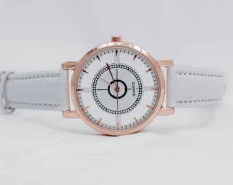 Gepersonaliseerde moderne quartz horloge vintage handgemaakte leren armband Jeff, gepersonaliseerd cadeau, huwelijkscadeau idee