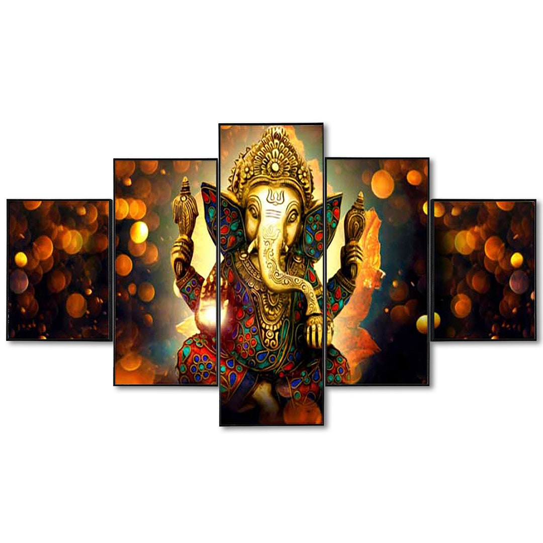 Buy Set of Five Framed Ganesha Wall Painting for Home Decoration Online