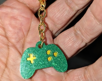 Green and gold gamer keyring