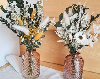 Kleiner Trockenblumenstrauß mit Vase, Trockenblumendeko, Blumenstrauß für Vase, kleines Blumengeschenk, Mitbringsel, Geburtstag, Einladung