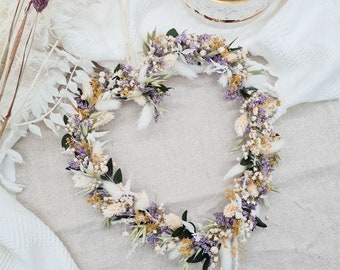 Trockenblumenherz in Pastelltönen, Geschenk zu Muttertag, Hochzeitsgeschenk, Trockenblumendeko, Türdekoration