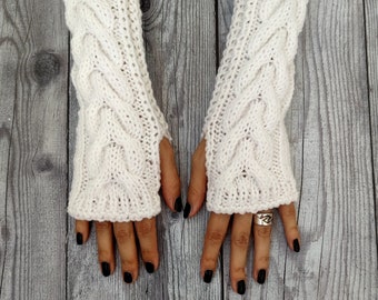 Knitted arm warmers -  Gift for girlfriend - Fall fashion gloves - Fingerless gloves mittens - Knit winter hand warmers