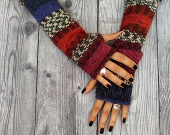Fingerless gloves mittens - Knit arm warmers - Christmas gifts for mother - Winter fall accessories - Wrist warmers - Winter knitted gloves