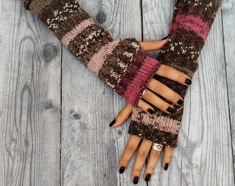 Wool wrist arm warmers - Mothers gift - Fall fashion gloves - Fingerless wool gloves mittens- Knit hand warmers - Winter knitted gloves