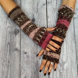 Wool wrist arm warmers - Mothers gift - Fall fashion gloves - Fingerless wool gloves mittens- Knit hand warmers - Winter knitted gloves