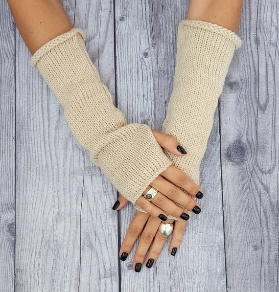 Fingerless Gloves Mittens Knit Arm Warmers Christmas Gifts for