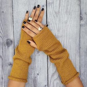 Wool Fingerless Gloves: Knit Arm Warmers - Fall Fashion