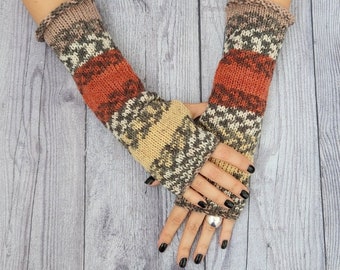 Long fingerless gloves - Winter accessories - Fingerless gloves womens - Wool arm warmers women - Wool hand warmers - Crochet winter gloves