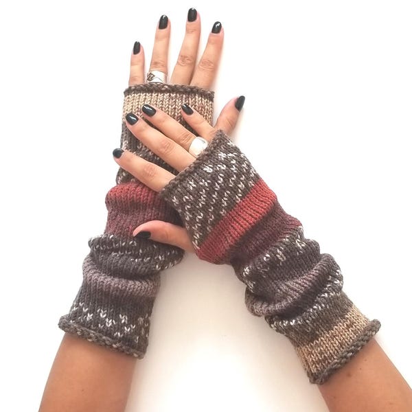 Wool Fingerless Gloves: Knit Wrist Warmers - Fall Fashion