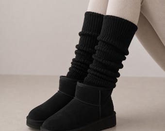 Chunky Wool Blend Thigh High Leg Warmers: Winter Boot Cuffs