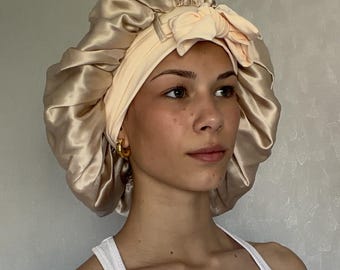 19 Momme Mulberry Silk Bonnet – Reversible Double-Layer Adjustable Hair Wrap