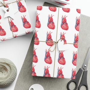 Human Heart gift wrap paper, Anatomical heart wrapping paper, Nurse and doctor gift, Science and biology themed gift wrap, Science gift wrap