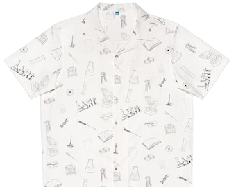 Camisa hawaiana con temática científica, camisas con botones de laboratorio de química y biología, camisas de ciencia de laboratorio con cuello, regalos de camisa de equipo de laboratorio de ciencias