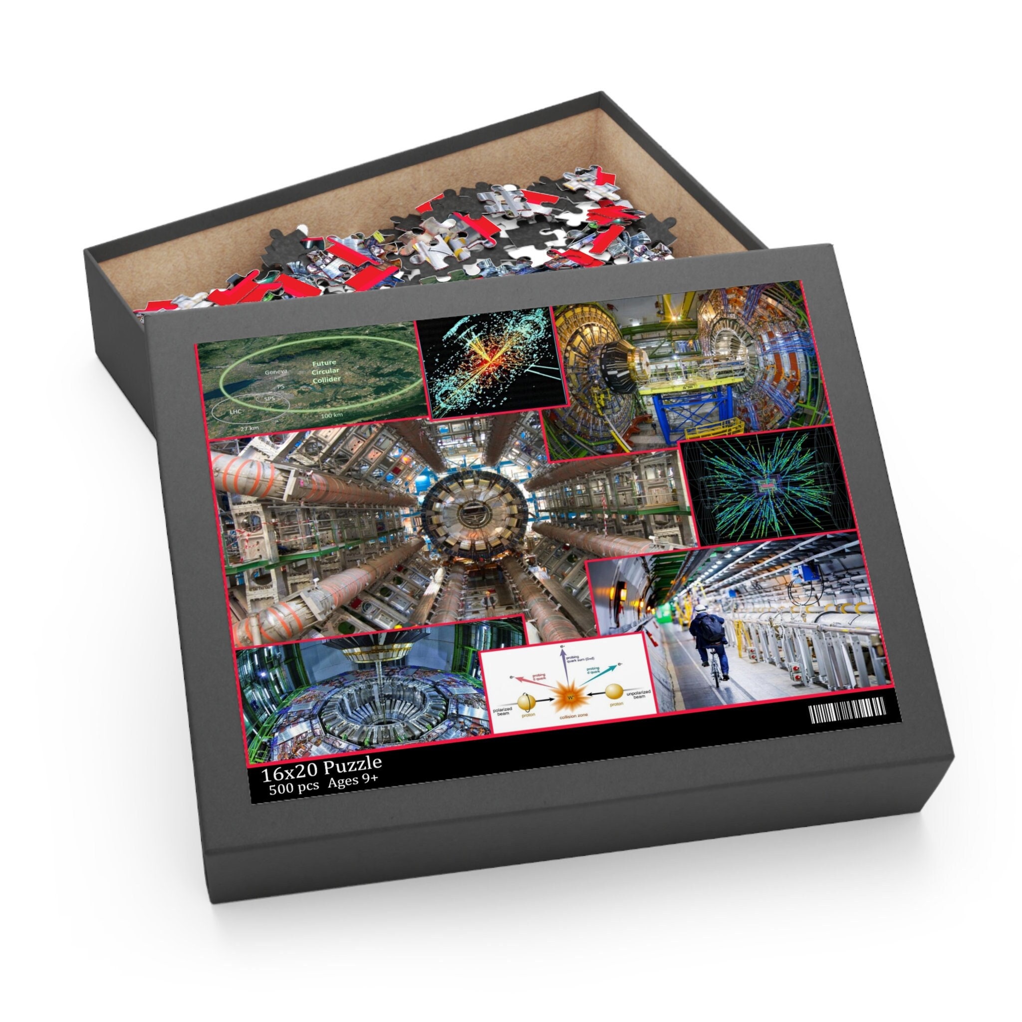 Super Collider Puzzle, rompecabezas con temática científica de física de partículas de colisión atómica, rompecabezas con temática científica, materiales y juguetes para educación en el hogar