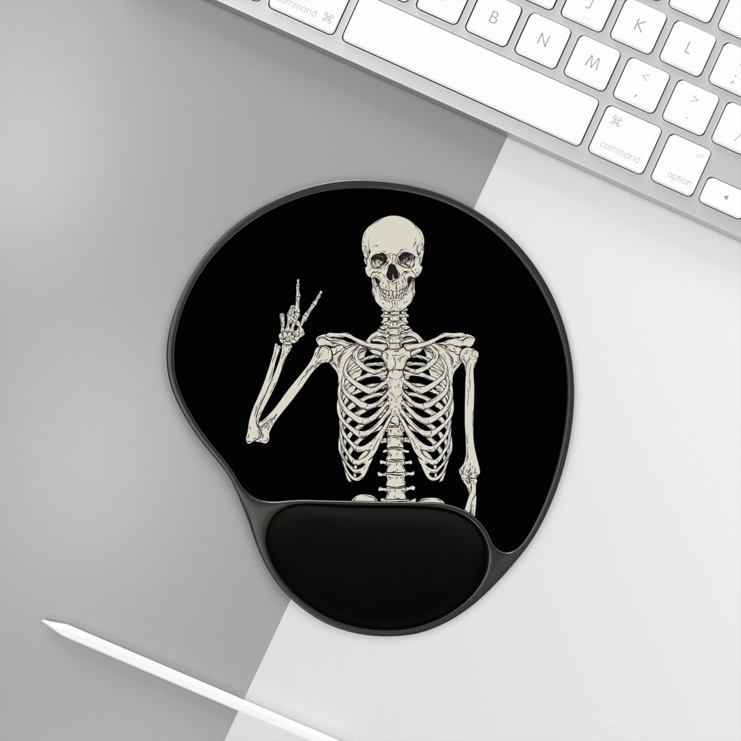 Peace Sign Skeleton Mouse Pad With Wrist Rest Nurse, Xray Tech, and