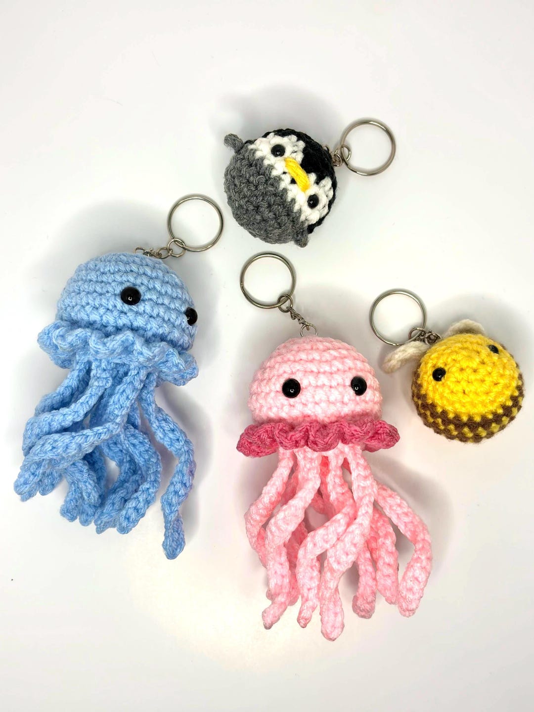 Amigurumi Crochet Animal Keychains Jellyfish Keychain Bee Keychain