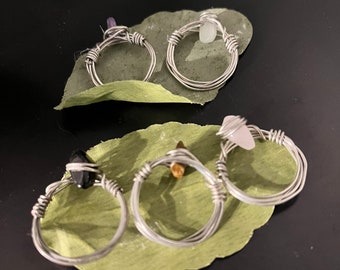 Kristall Ring, Draht gewickelte Ringe, Edelstein Heilsteine Ring, Custom Crystal Hippie Schmuck, zierliche Edelstein Boho & Hippie Draht Ringe