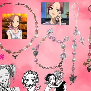 Hachi inspiriert Halskette, Armband, Schlüsselanhänger, Handy-Charme-Set