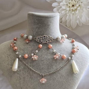 Collar con cuentas de dijes de flores, joyería de hadas de ángel, collar naranja Naturecore, collar Vintage de núcleo de hadas de coqueta suave