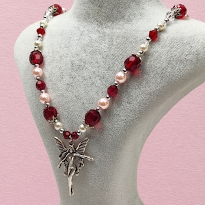 Rosary Necklace, Dainty Pearl Necklace, Y2K Jewelry, Grunge Fairycore Necklace, Fairy Charm Necklace, Rosary Style Necklace, Grunge, Gothic,