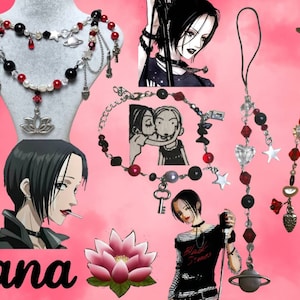 Nana inspired necklace, keychain, bracelet, phone charm set