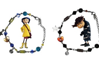 Coraline and Wybie matching bracelets, couple bracelets, couple gifts