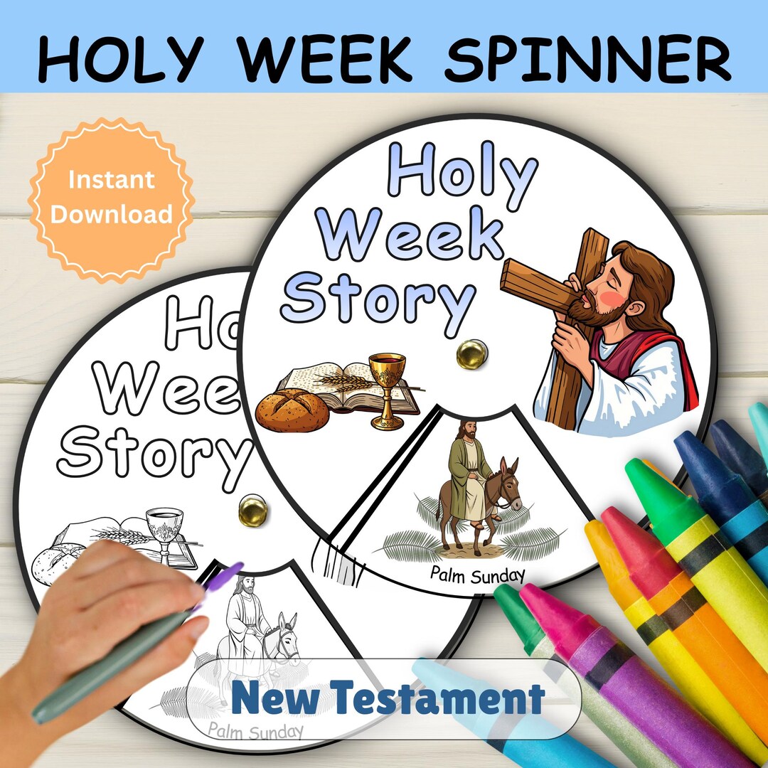 Holy Week Story Spinner | Christian Easter Printable for Kids | Sunday ...