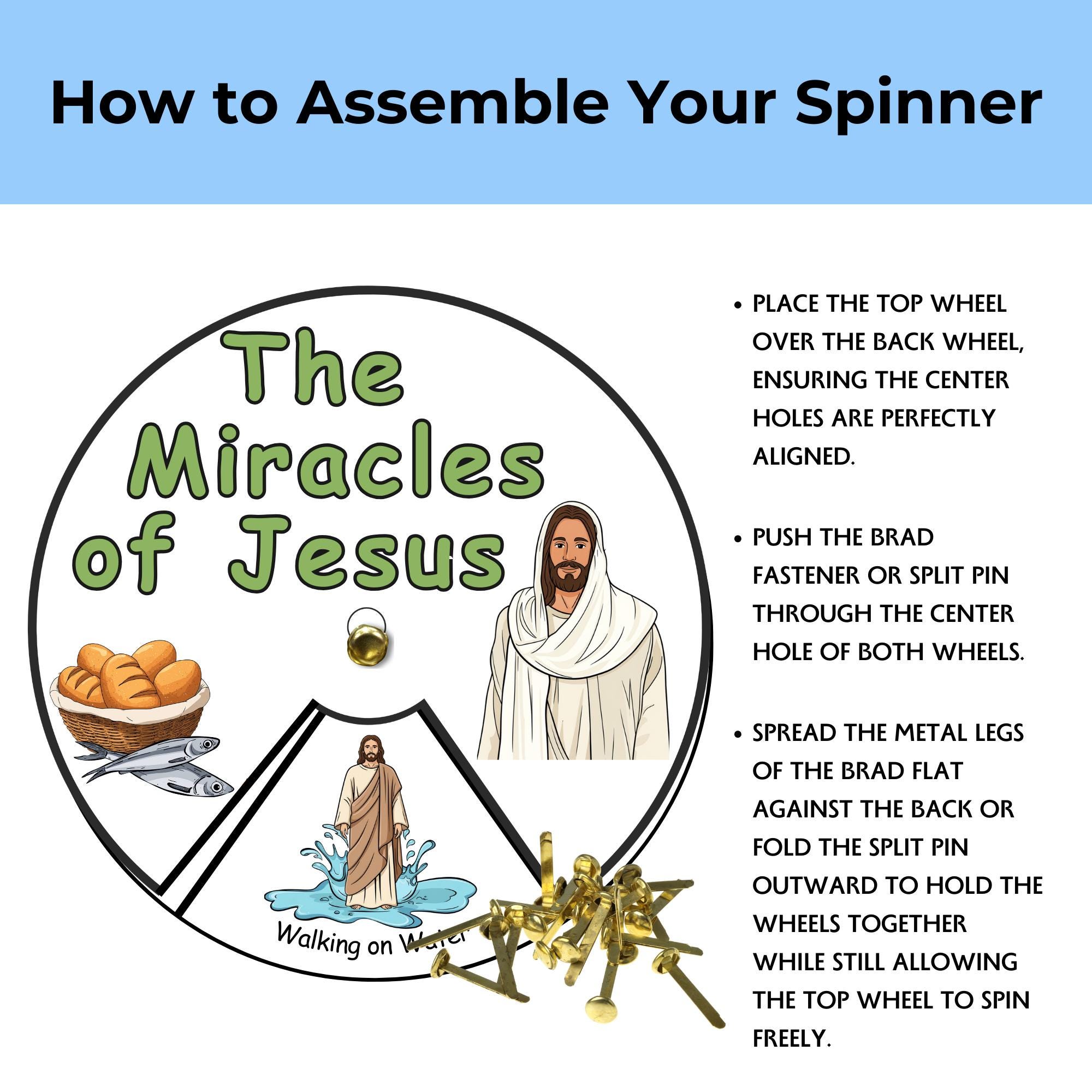 Miracles of Jesus Spinner | Bible Craft Printable for Kids | Christian ...