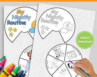 My Nightly Routine Spinner | Kids Bedtime Chart | Printable Visual Schedule | Spinning game | Mindful Activities | Digital Download